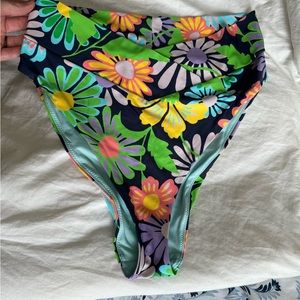 Aerie L high waisted cheeky bikini bottoms with crisscross band